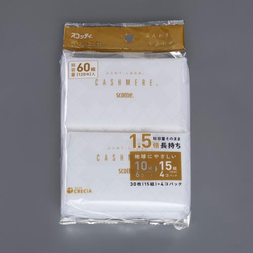 日本製紙クレシア(CRECiA) ポケットティッシュ(スコッティカシミヤポケット/4個) 47442
