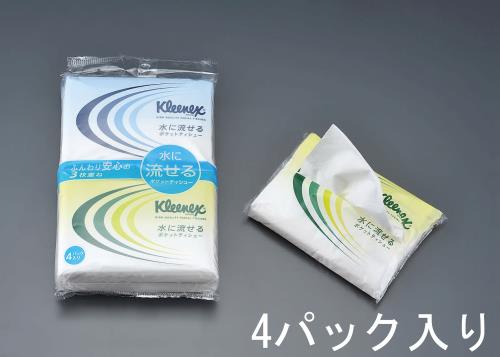 日本製紙クレシア(CRECiA) 水に流せるポケットティッシュ(クリネックス/4パック) 47007