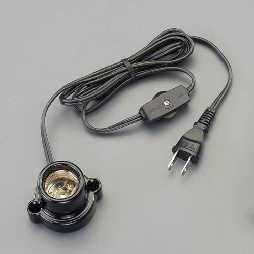 朝日電器(ELPA) 125V/3A 電球用ソケット(E26/1.5mコード付/黒) KP-M2615H