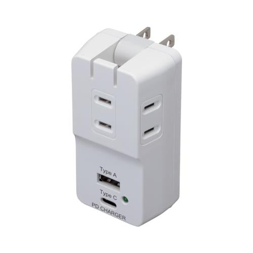 因幡電機産業(JAPPY) AC100V/14A 3口タップ(USB A・Cポート各1個付) JUT-32ACW