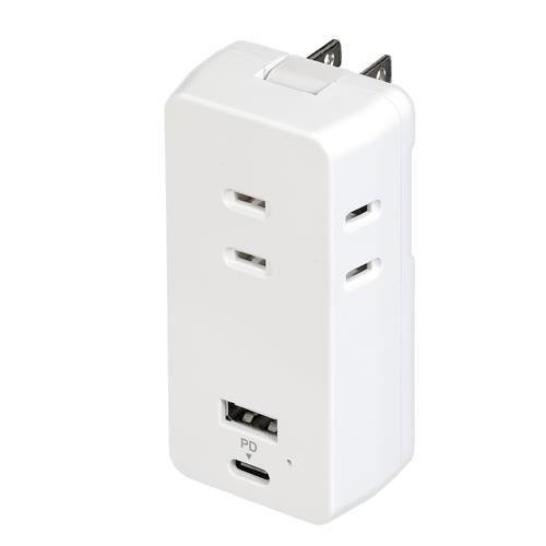 朝日電器(ELPA) AC100V-14A タップ(USBポート2個・コンセント3個) UC-322SB(W)