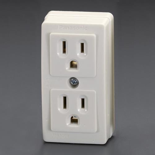パナソニック(Panasonic) 125V/15A 角型コンセント(2口/接地付) WK3004W