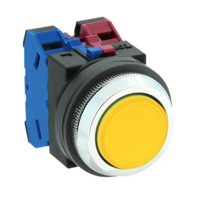 IDEC(アイデック) 2a/30mm 押しボタンスイッチ(平型/黄) ABN120Y