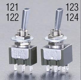 NKKスイッチズ 125V/6A 2極双投トグルスイッチ(フラットレバー型 M-2022E