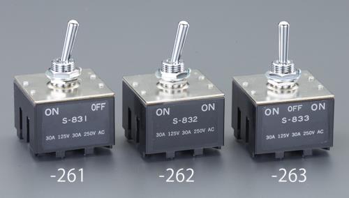 NKKスイッチズ 125V/30A 3極双投ﾄｸﾞﾙｽｲｯﾁ(大電流用 S-832