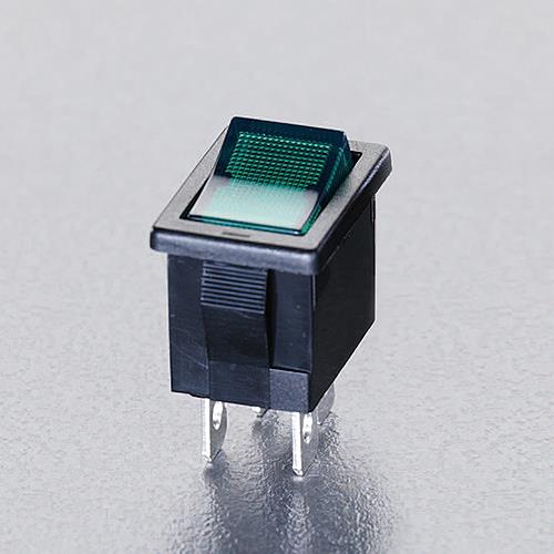 NKKスイッチズ 125V/ 9A 2極単投/ネオン球照光ロッカースイッチ(緑) CW-SB21NMKZMEF