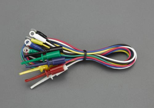 テイシン電機 500mm/0.3mm2テストリード(クリップ・丸形端子/6本) TLA-38