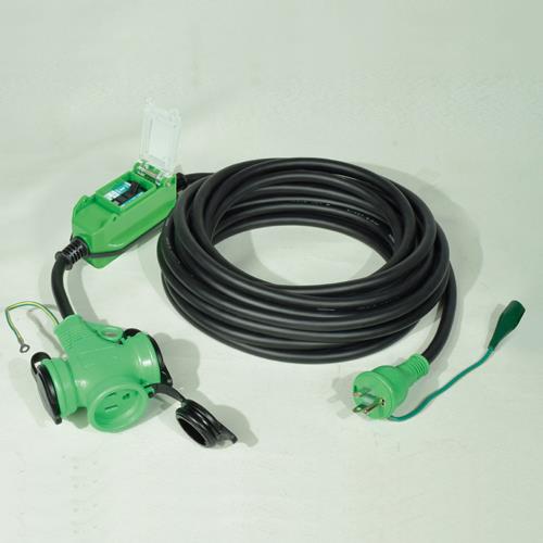 日動工業 15Ax10m 漏電保護プラグ(防雨型/ストレート型) PBW-EB10-T