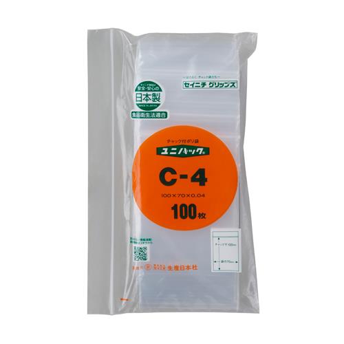 生産日本社(セイニチ) 100x 70mm ポリ袋(チャック付/100枚) C-4