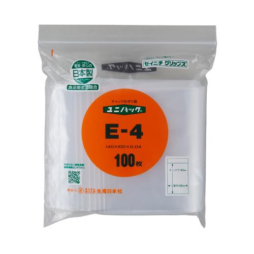 生産日本社(セイニチ) 140x100mm ポリ袋(チャック付/100枚) E-4