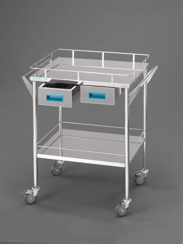 ESCO(エスコ) 750x450x835mm /2段 ワゴン(ステンレス製/コボレ止付 EA956MV-33