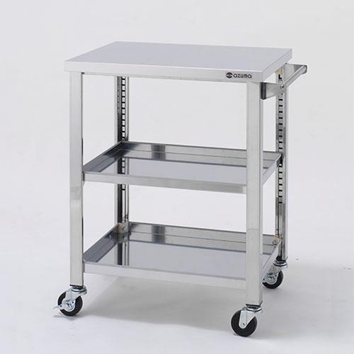 東製作所 750x600x800mm/100kg ワゴン(三段/ステンレス製) WG3-750H