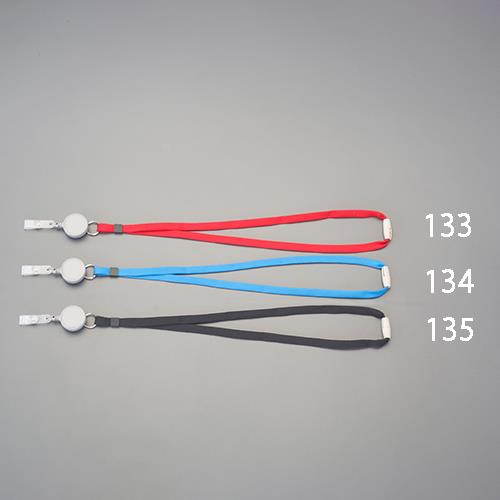 ライオン事務器(LION) 80cm リール付名札用ストラップ(黒) 28789