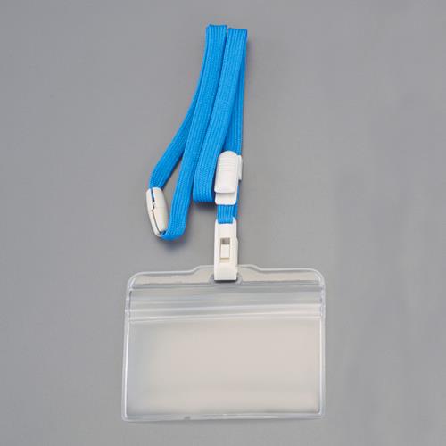 ライオン事務器(LION) 吊り下げチャック式名札(ストラップ付/青) 29091