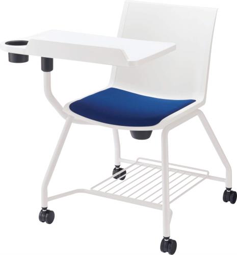 ライオン事務器(LION) ミーティングチェアー(メモ台付/ダークブルー) 63083