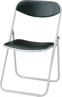 ライオン事務器(LION) 477x495x775mm 折畳み椅子(合皮/ブラック) 69905