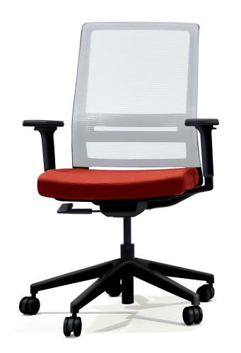 アイリスチトセ ビジネスチェアー(肘付/グレー/レッド) WAA-HS2