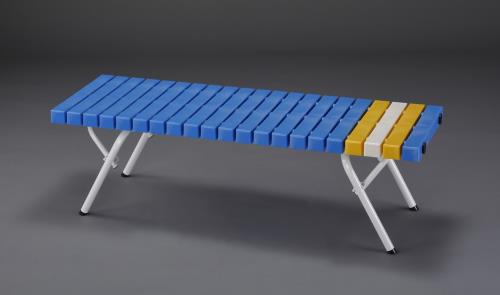 テラモト 1258x400x365mm ベンチ(背無/青) BC-302-412-3