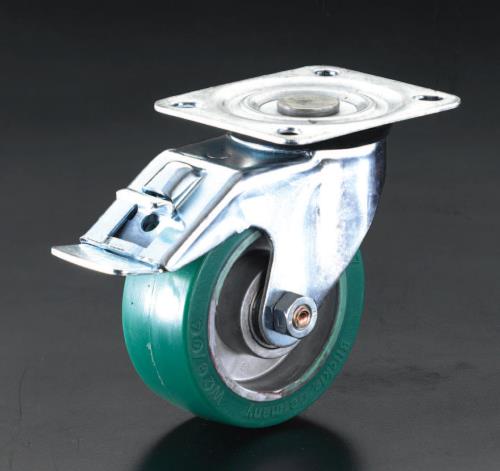 ESCO(エスコ) 100mm キャスター(自在金具・後輪ブレーキ付) EA986JK-1