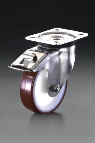 ESCO(エスコ) 125mm キャスター(自在・後ブレーキ付・ステンレス製) EA986LH-1