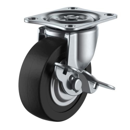 ユーエイキャスター 38mm キャスター(自在金具・ブレーキ付・微音) G-38RS