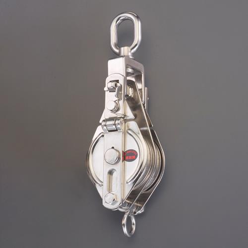 スリーエッチ 75mm/ 500kg オーフ型滑車(ステンレス/2輪) 75×2SOS