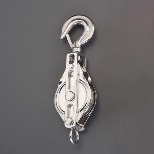 スリーエッチ 75mm/ 500kg フック型滑車(ステンレス) 75×1BS