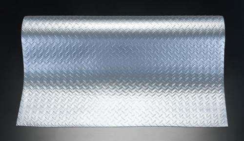 テラモト 0.915x20m/1.5mm 再生樹脂マット(縞鋼板シルバー) MR-157-120-5