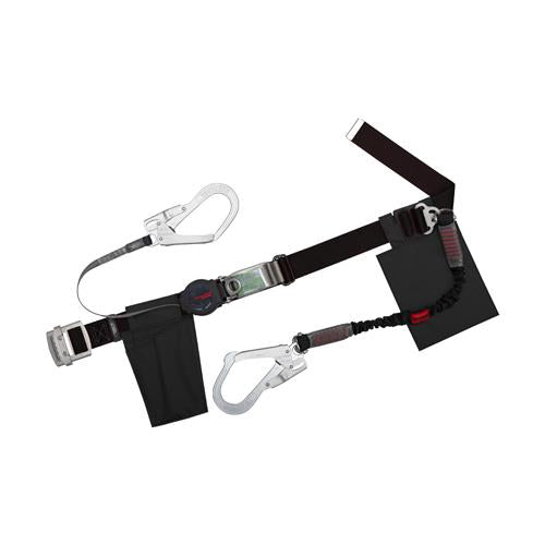 藤井電工 墜落制止用器具(胴ベルト/伸縮+巻取式2丁掛け TB-ORL-2-593-NV-BLK-L