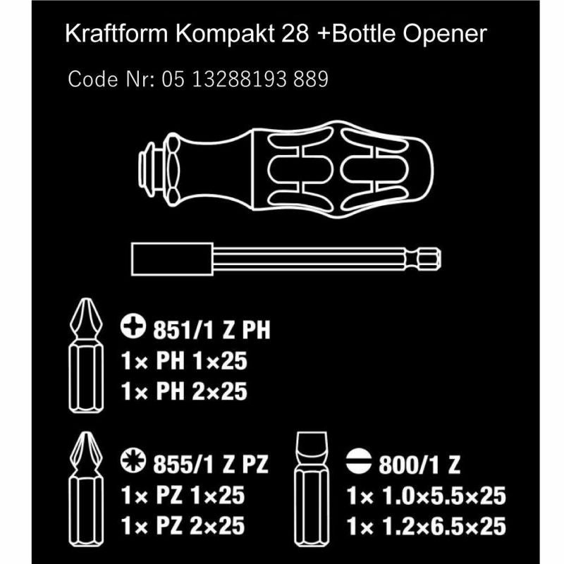 Wera（ヴェラ）クラフトフォームコンパクト&ボトルオープナー 28 + Bottle Opener