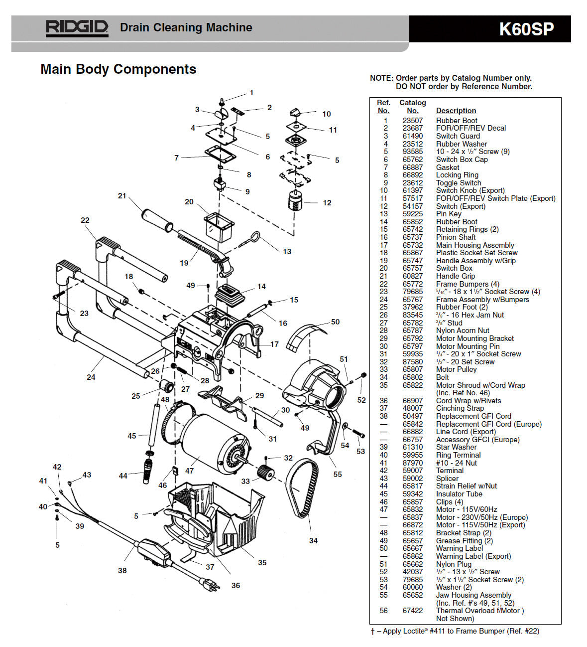 RIDGID（リジッド） スイッチ F/K-75, K-150- 23612