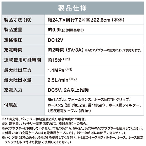アイリスオーヤマ（IRIS OHYAMA） DC12.0V  電動ハンドウォッシャー(充電式) [106101]JHW-101ｸﾞﾚｰ