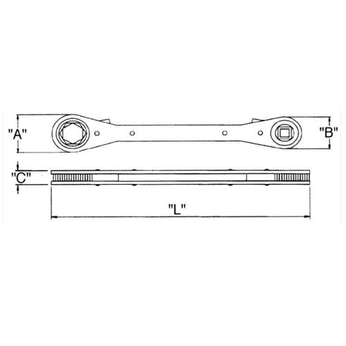 ESCO（エスコ） 1/4"x3/16"-9/16"x1/2 バルブキーレンチ EA213W-5