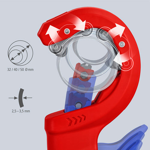 KNIPEX（ｸﾆﾍﾟｯｸｽ） φ32・40・50mm ﾌﾟﾗｽﾁｯｸﾊﾟｲﾌﾟｶｯﾀｰ(肉厚用) 90 23 02 BK