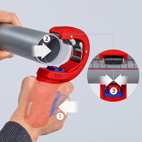 KNIPEX（ｸﾆﾍﾟｯｸｽ） φ32・40・50mm ﾌﾟﾗｽﾁｯｸﾊﾟｲﾌﾟｶｯﾀｰ(肉厚用) 90 23 02 BK