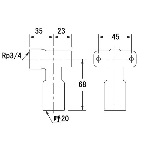 カクダイ #20/Rp3/4" 差込式座つき水栓エルボ 648-40-2020