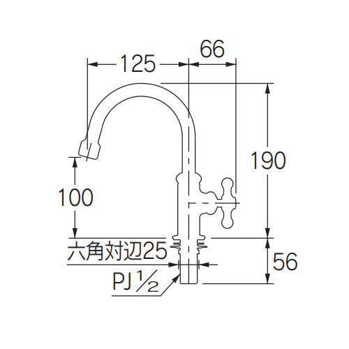 カクダイ PJ 1/2" 立形スワン水栓 719-131-CH
