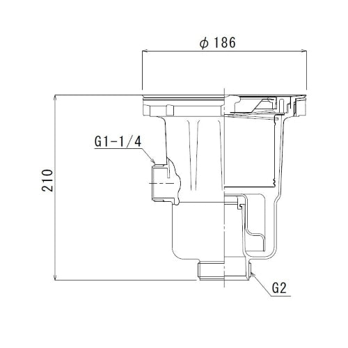 ESCO（エスコ） G 2" 防臭排水ﾄﾗｯﾌﾟ(ｵｰﾊﾞｰﾌﾛｰ付/樹脂製) EA468D-72A