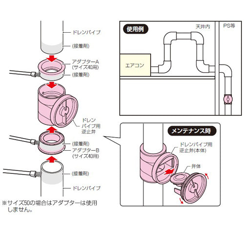 未来工業 #40,#50 ドレンパイプ用逆止弁 DPG-4050G