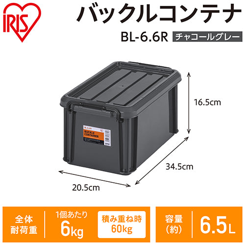 アイリスオーヤマ（IRIS OHYAMA） 345x205x165mm 収納ｹｰｽ(ﾊﾞｯｸﾙ付/ﾁｬｺｰﾙｸﾞﾚｰ) BL-6.6R