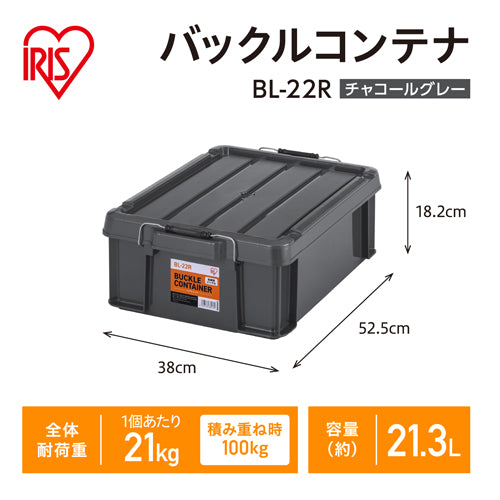 アイリスオーヤマ（IRIS　OHYAMA） 525x380x182mm 収納ｹｰｽ(ﾊﾞｯｸﾙ付/ﾁｬｺｰﾙｸﾞﾚｰ) BL-22R