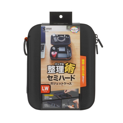 サンワサプライ 205x155x55mm  小物ケース(ｾﾐﾊｰﾄﾞ・ﾌﾞﾗｯｸ) IN-HDAD4BK