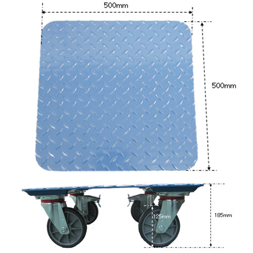 ESCO（エスコ） 500x500mm/400kg ドーリー(ﾌﾞﾚｰｷ付/ｽﾁｰﾙ製) EA520AD-13A