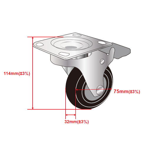 ESCO（エスコ） [EA520AM-2用] 自在ｷｬｽﾀｰ(ﾌﾞﾚｰｷ付) EA520AM-12