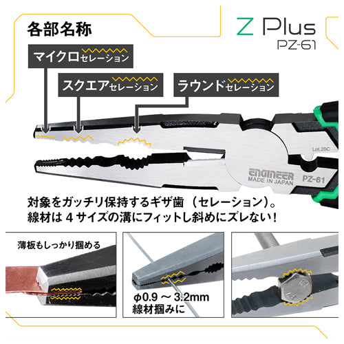 エンジニア 190mm [ﾗｼﾞｵﾍﾟﾝﾁ型]ネジザウルス PZ-61