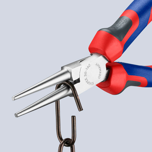 KNIPEX（クニペックス） 160mm ﾛﾝｸﾞﾗｳﾝﾄﾞﾉｰｽﾞﾌﾟﾗｲﾔｰ(ｸﾞﾘｯﾌﾟ付/ﾒｯｷ) 30 35 160