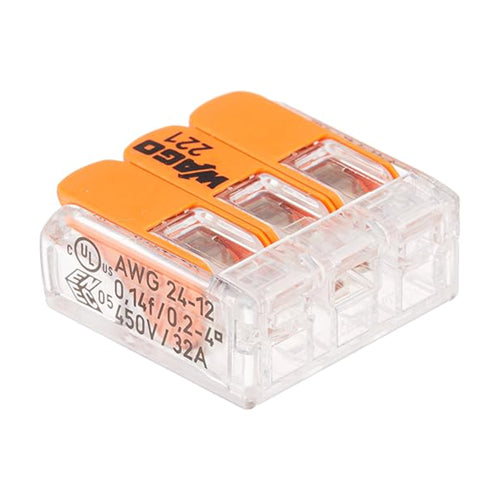 WAGO（ワゴ） 差込形電線コネクター(3極/8個) WFR-3BP(221-413)