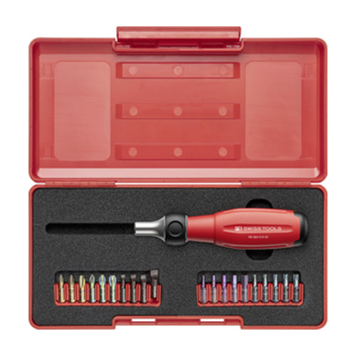 PB SWISS TOOLS ドライバービットセット(ﾗﾁｪｯﾄ式ﾊﾝﾄﾞﾙ付) PB38510.R-30 Set