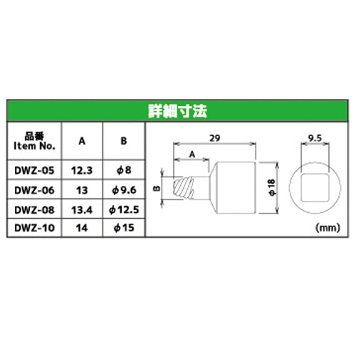エンジニア 3/8"DR/5-10mm/4個組 ｴｷｽﾄﾗｸﾀｰｾｯﾄ DWZ-302