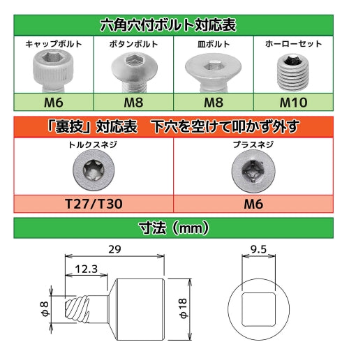 エンジニア 3/8"DR/ 5mm エキストラクター(ﾈｼﾞﾓｸﾞﾗ) DWZ-05